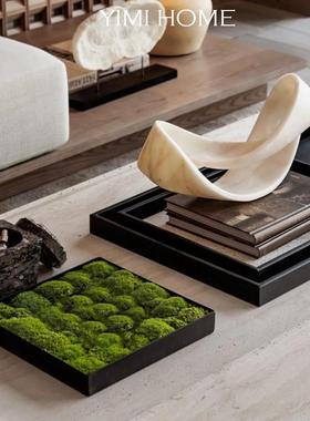现代样板间客厅茶几装饰品售楼中心大堂桌面苔藓花器马毛托 托盘