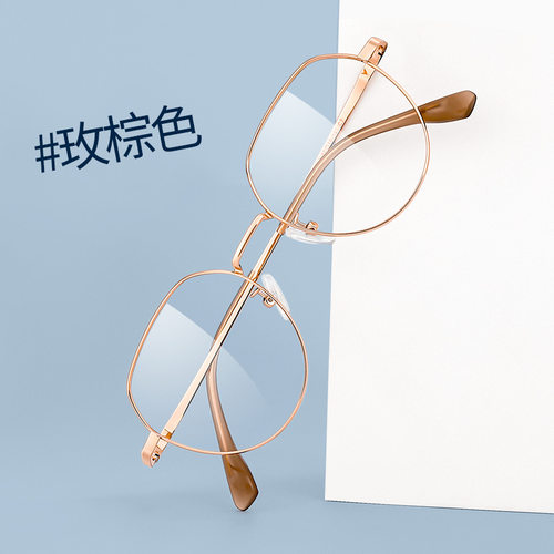 复古金丝不规则光学镜架女