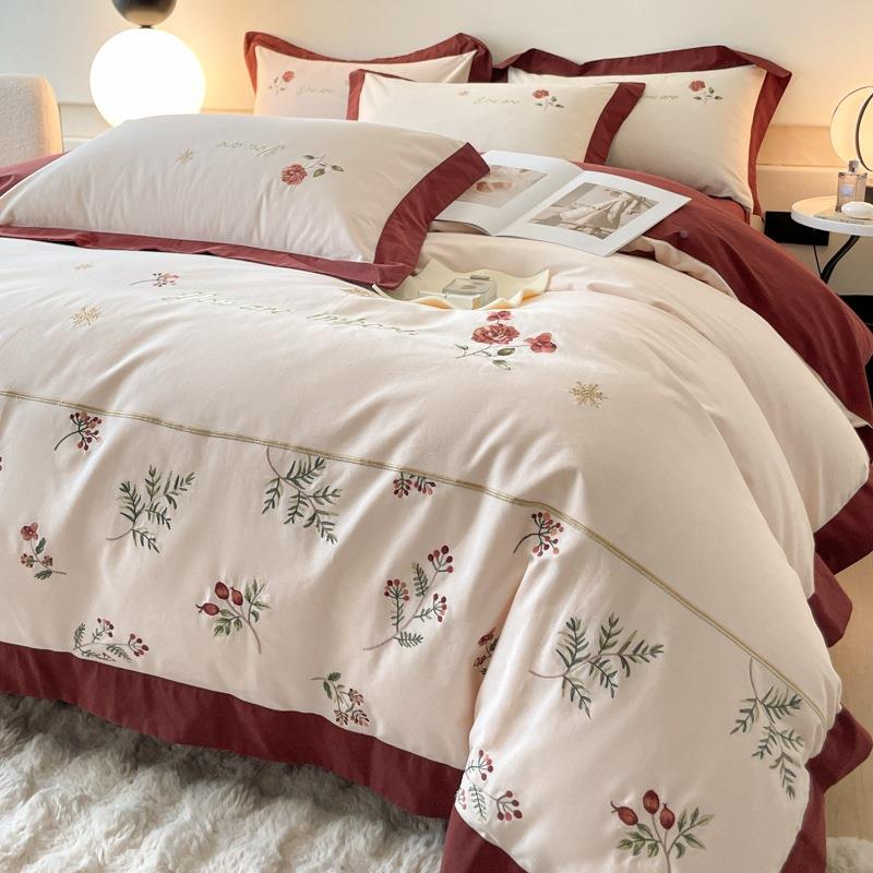 A类母婴级床上件套100四支季匹马棉刺绣2025春新款床单被床品YJJJ