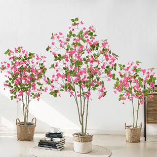 盆大型仿真绿植三落角梅树栽室内客厅地饰三角梅植装物造景假树摆