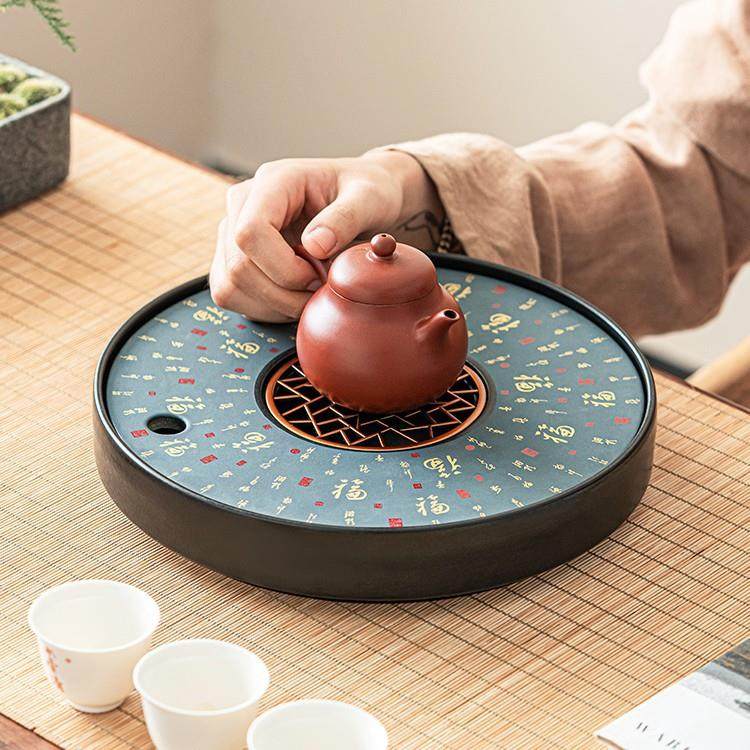中式具陶茶瓷干mz-1290盘储泡水茶盘小号便茶台蓄水茶海捷收纳泡