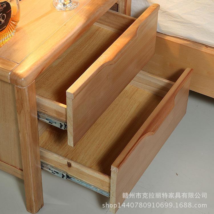 实床柜收双抽9#屉储物柜现代中式床边柜卧木室家用头纳柜子实木框