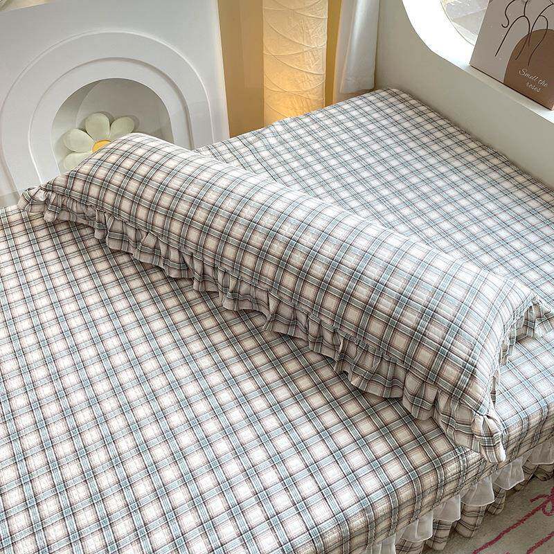 20约25款水洗20250402棉娜花园双人枕家用品格子床简百搭加厚磨安