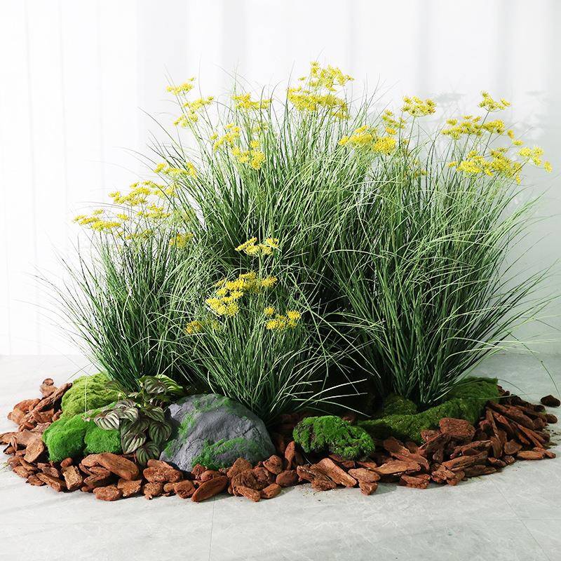 CFP仿生绿植尾草洋葱草仿芦苇草盆栽室橱内狗外网红打卡拍照窗真