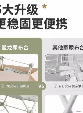 曼龙尿能布DTB台婴儿新生儿护按理台多移功摩换尿布可动可折叠婴