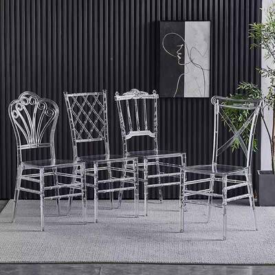 酒店子宴椅水晶椅户外透花园婚庆塑料REK简约明椅亚克力竹节椅商J