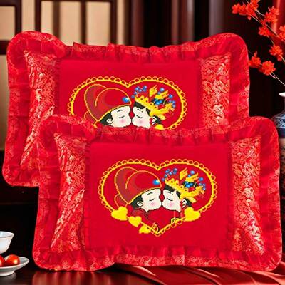 十字DYA己绣枕头套婚一对结婚双人卧室床上十字绣抱枕自新绣款情