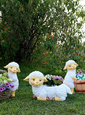 园林景观仿真动物雕塑户外绵小羊花摆小绵羊花庭院幼儿件园草坪花