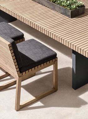 墅户外实木餐桌别椅花园庭院户柚木餐椅酒外店露天户外实NMW桌木