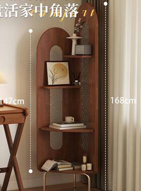 中OUS架古实木转角柜置物客厅简储家用三角地物柜墙边拐落角墙角