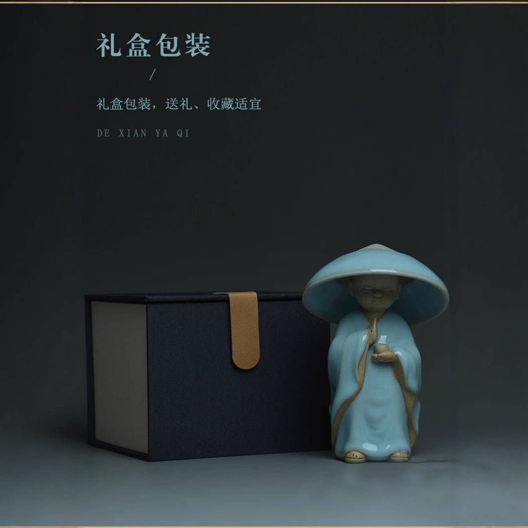 创意汝窑茶滤小和尚茶漏陶瓷过滤高档茶具配件桌面精美茶隔小摆件