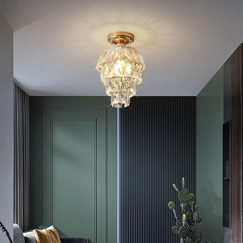 欧式轻奢美式小水吸顶灯晶客厅过道走廊后玄关SNK现入户法式吊代