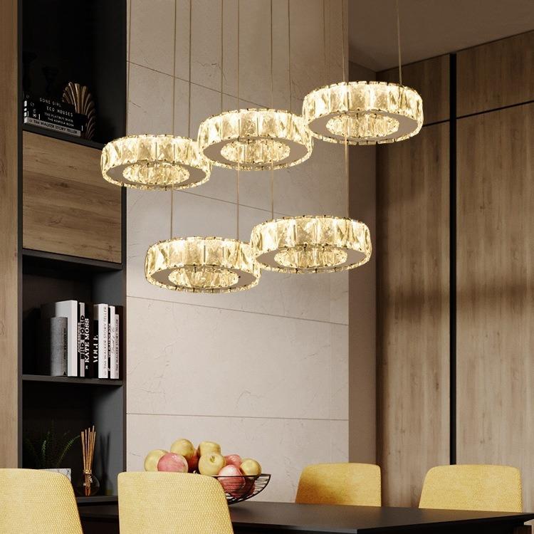 餐水晶吊灯三头五头创意个性le饭042d水晶吊灯代现简约形厅圆灯具