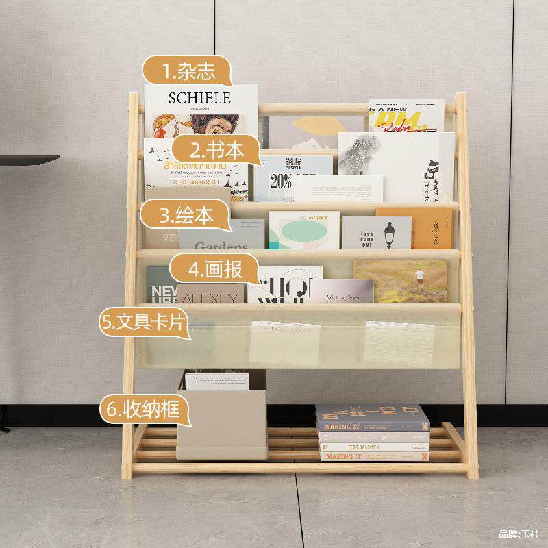 儿童书架架收纳铁艺落IXP地书柜卡通布艺简易纳架幼儿园收宝阅宝