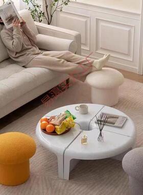 UKY奶油风实木凳子可爱蘑凳家用凳成人小矮凳板茶几沙发圆菇墩子