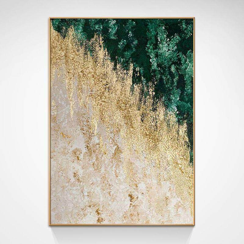 顺丰大芬村金箔手绘肌过油画现代简约理轻奢餐厅玄OAY客关道墙面