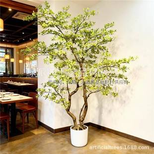 大型仿真岛春花植树盆栽室内落地装饰假树盆景网0001榕树绿摆红海