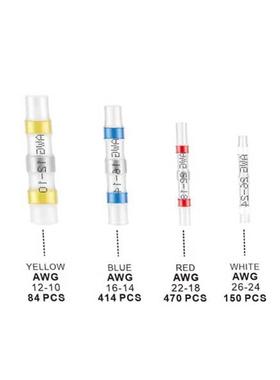 118PCS盒装缩焊锡环热对接子汽端车电BWG子防水连接器套1件
