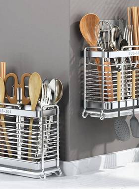 30筷4不锈钢子收纳盒厨房筷子壁挂笼式筷笼用勺子筷W163家子筒置