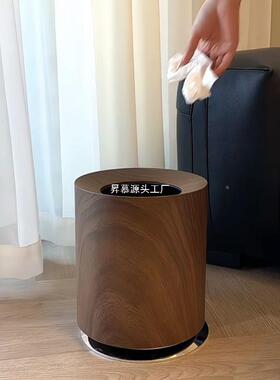 木纹垃圾桶古风直LIZEMCOF中投大号厅轻奢客卧室双纸篓高颜值层无