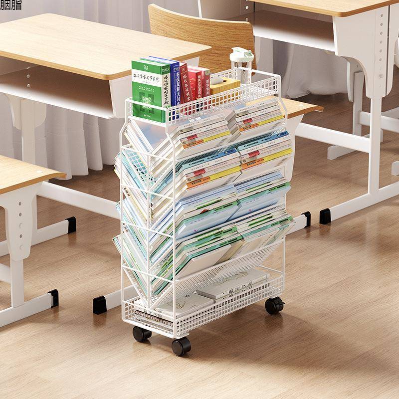 教JEB室下书本带小轮可移动推车收纳桌多架置物架桌旁落地层书架