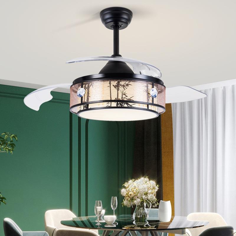 风家用隐形吊扇古灯餐厅电扇42-YX122吊灯卧室新中风式典扇灯中山