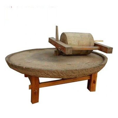 电动老石磨家用老石碾子r磨盘仿古石碾盘花岗岩民间磨盘老石碾石