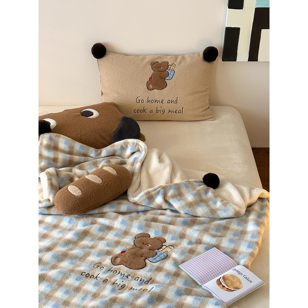 【富山草莓】秋冬卡通无尾熊法棍加厚羊毛长毛绒毯盖毯暖沙发毯