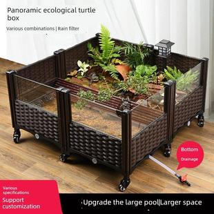 黄缘龟缸乌龟缸带爬台大号造景生态缸家用养龟专用饲养环境养殖箱