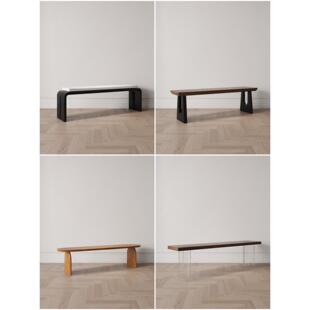 凳床尾凳 凳原木民宿试鞋 实木长凳家用法式 氛围感创意餐用凳子换鞋