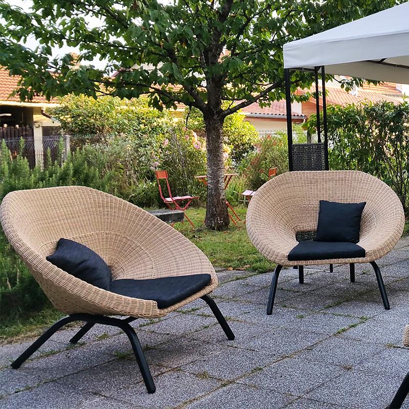 户外庭院沙发藤编休闲 防水露台双人单人藤椅组合花园室外懒人躺