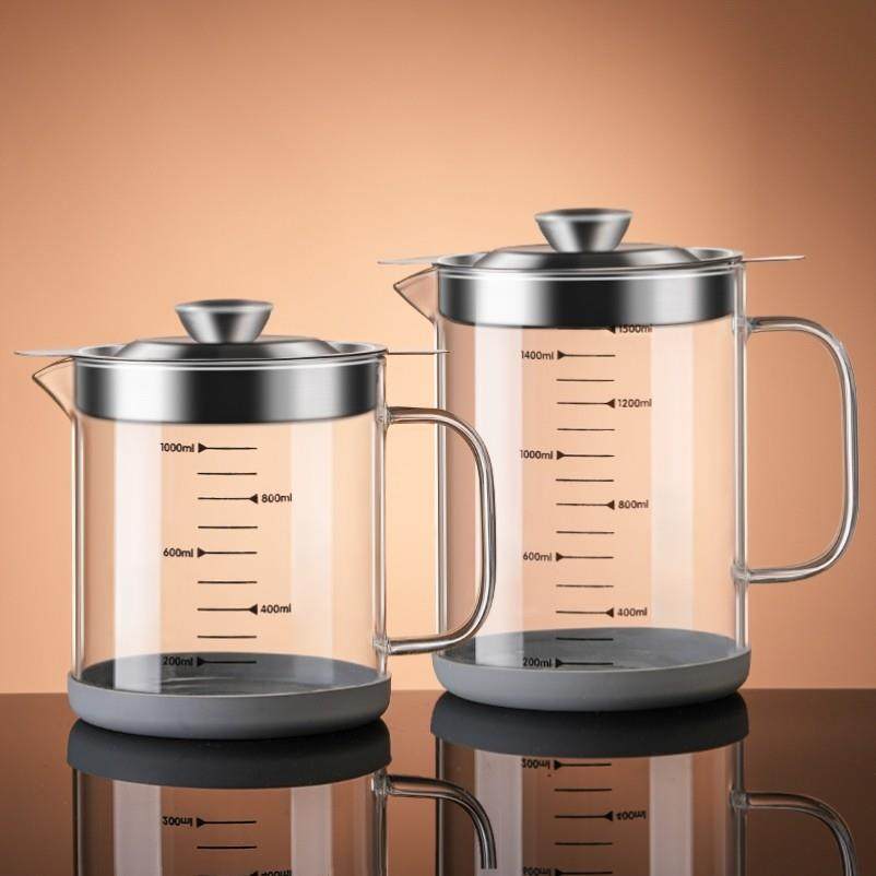 德国进口过滤量杯带刻度食品级玻璃耐高温厨房用鸡蛋过滤计量杯子