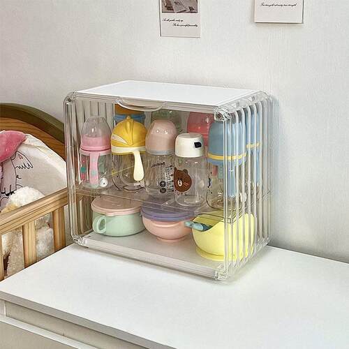 奶瓶收纳盒放奶嘴收纳柜婴儿餐具碗筷奶瓶刷沥水架宝宝餐具收纳箱