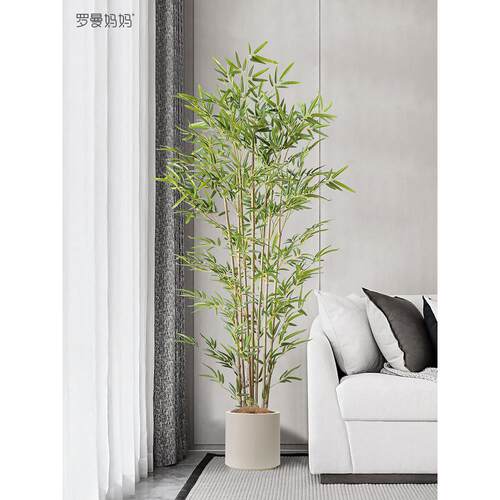 罗马妈妈现代中国风模拟植物原杆假竹饰品室内客厅装饰落地绿色植