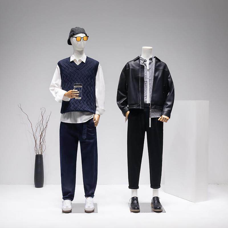 服装店男模特道具男装橱窗陈列全身包布假人台站立人偶模特展示架