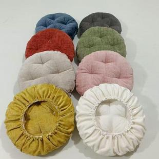 雪尼尔加厚圆形坐垫套吧台圆板凳垫子套石凳坐垫套蒲团垫套罩一体