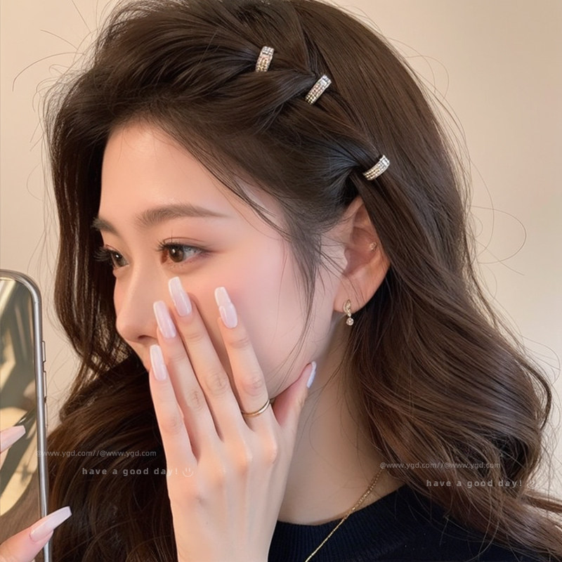 圆形金属发扣夹女前额水钻发卡