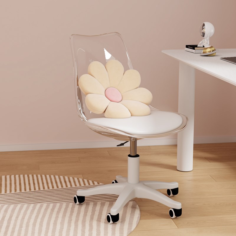 家用舒适电脑椅女生卧室化妆椅寝室书桌久坐靠背升降旋转透明椅子