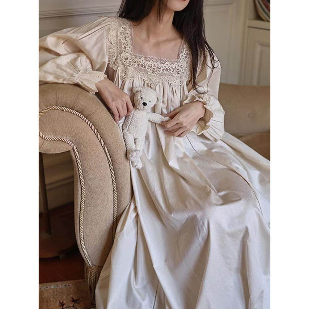 法式覆古仙女睡衣赫本风格睡衣可以穿在外面宫殿风格公主睡衣女孩