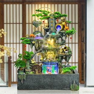 庭院鱼池假山造景客厅阳台招财流水景观室户外高山喷泉循环水摆件
