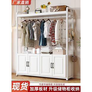 衣帽架鞋架一体现代简约挂衣架门口多功能衣架鞋架落地带柜子衣架
