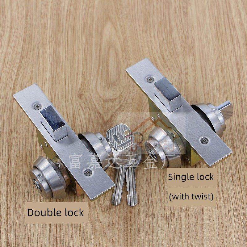 肯德基门锁上有框玻璃门锁落地锁铝合金门隐形门锁 带钥匙双面锁