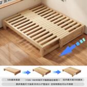 橡胶木实木床客厅榻榻米抽拉床家用午休单人床伸缩床小户型沙发床