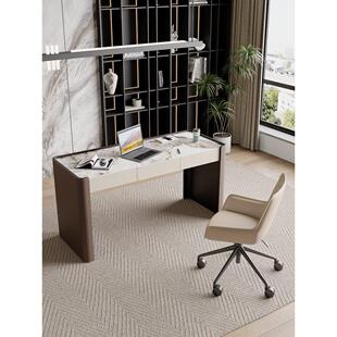 意式极简岩板书桌轻奢家用书房办公桌现代简约小户型写字台电脑桌