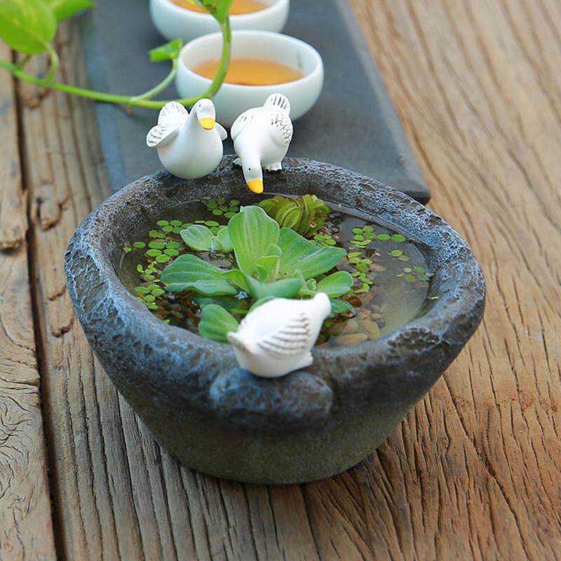 花盆创意摆件阳台桌面水培器皿水培石头盆子花园庭院装饰中式家居