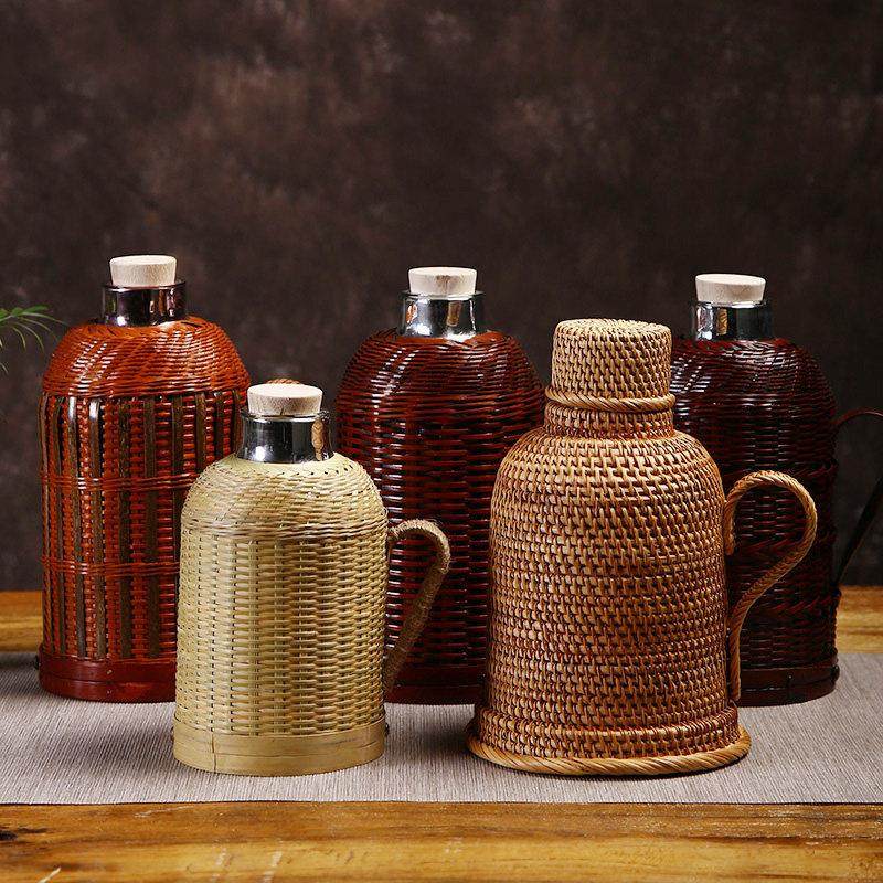 武颂热水瓶家用手工竹编传统木塞热水壶茶室办公室保温瓶玻璃内胆,餐饮具,热水瓶,淘宝优惠券,粉丝福利购,淘宝优惠卷