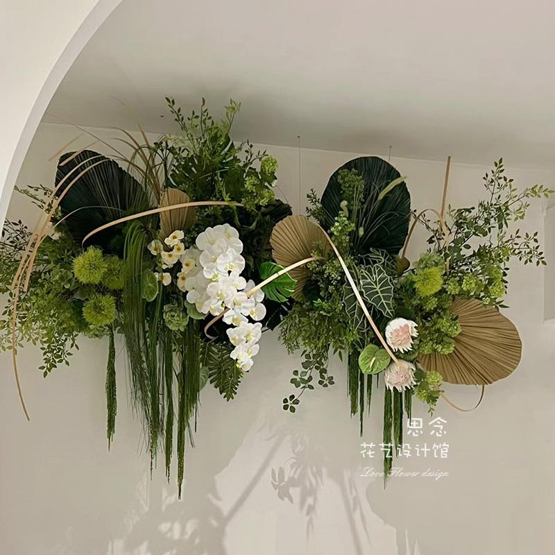 墙壁壁挂仿真植物条摆设简约遮管道吊顶绿植定制创意店铺装饰花艺