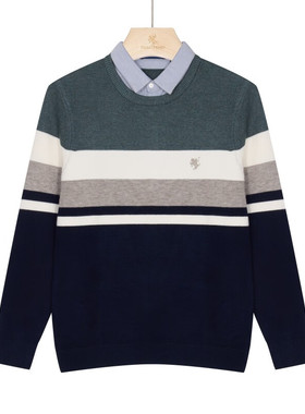 保罗·彼得 专柜同款男士休闲通勤日常简约假两件针织衫MLCC34621