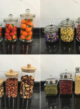 样板房厨房摆件收纳罐储物罐玻璃罐样板间仿真水果意面软装饰搭配