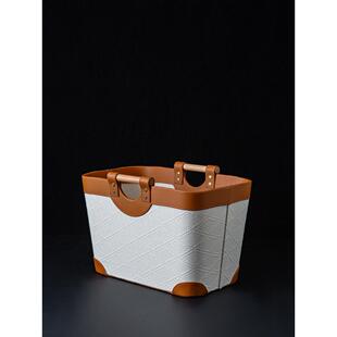 不仅仅是Loro Pian@Antique白色珍珠压花外缝皮革实木处理多用途